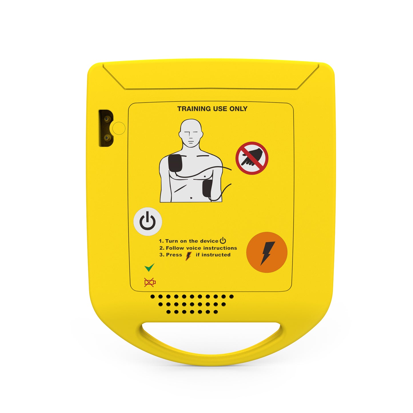 Bright yellow XFT-D0009 mini AED trainer for first aid practice