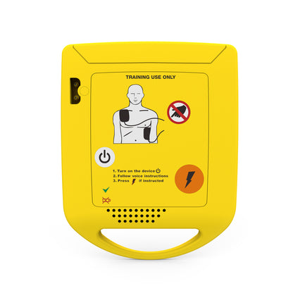 Bright yellow XFT-D0009 mini AED trainer for first aid practice