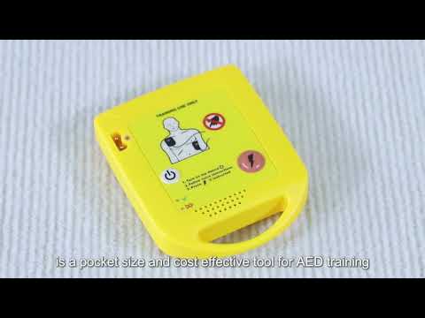 Product video showcasing the portability and features of the palm-sized XFT-D0009 AED trainer