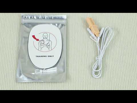 Video tutorial showing the XFT-120C AED trainer kit and its contents in a carrying pouch
